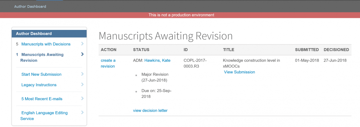 Submitting a revision in ScholarOne