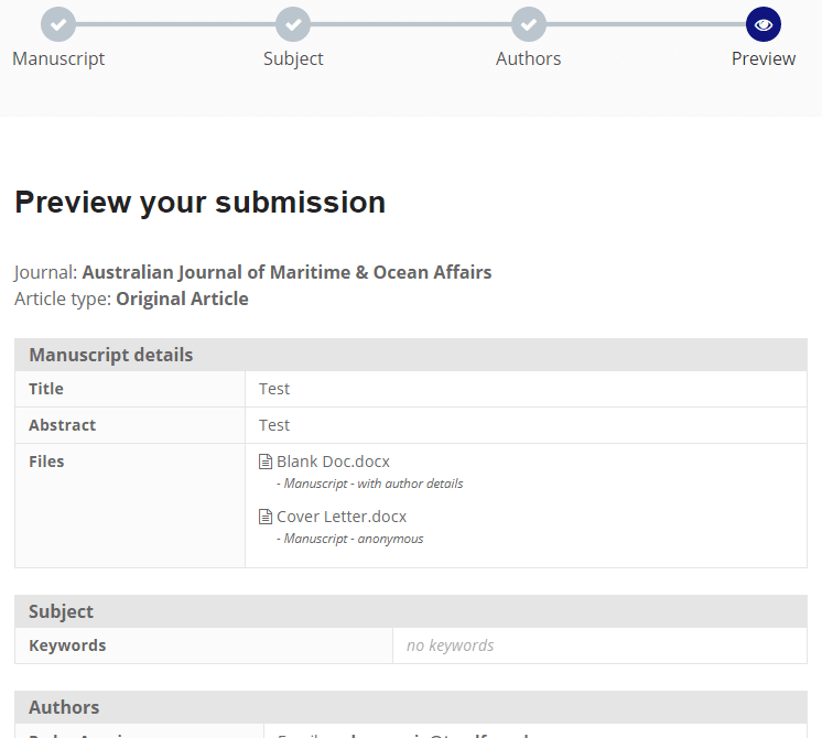 Submission Portal preview