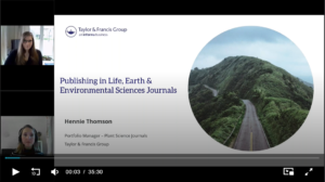 Screenshot of Publishing in Life, Earth & Environmental Sciences journals webinar recording.