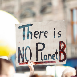 Protest sign reading "there is no planet b"