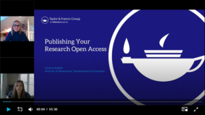Screenshot of Publishing your research open access webinar recording.
