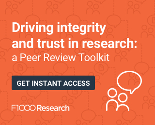 F1000Research promotion for Peer Review Week, linking out to a Peer Review Toolkit.