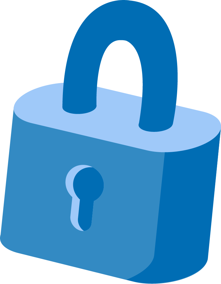 Vector illustration of a closed blue padlock.