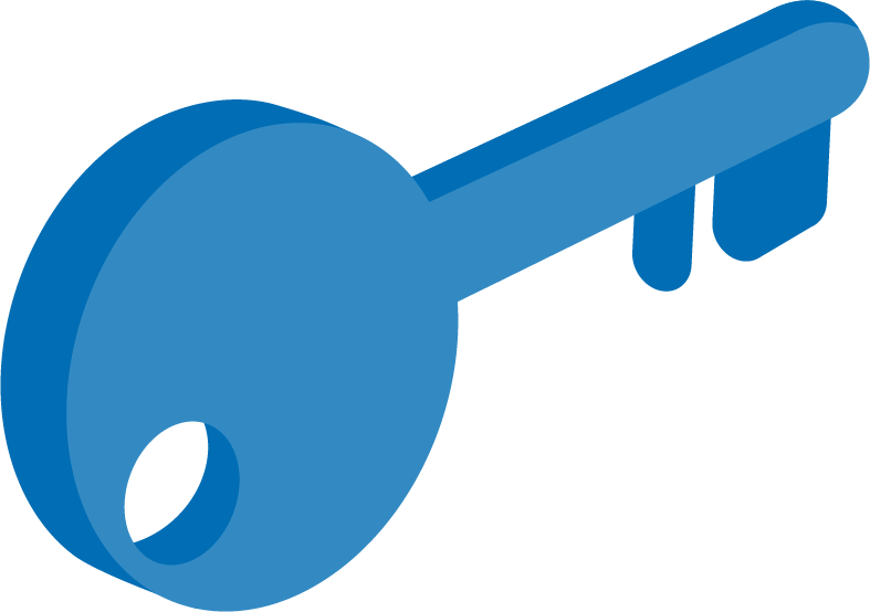 Vector illustration of a blue key.