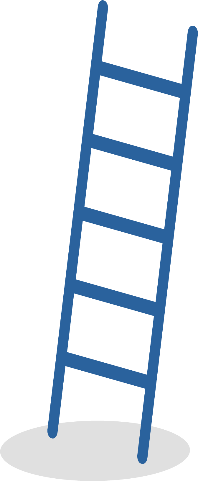 Vector illustration of a blue ladder leaning to the right.