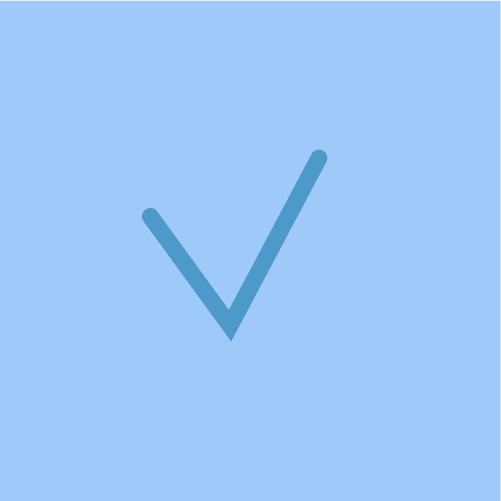Vector illustration showing a blue tick in a blue square.