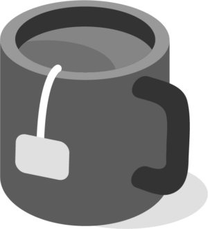 Vector illustration showing a mug of hot drink with a teabag string over the side.