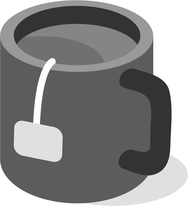 Vector illustration showing a mug of hot drink with a teabag string over the side.